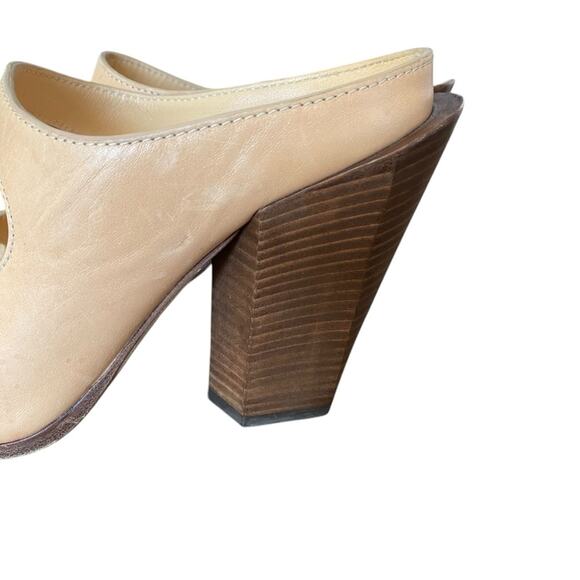 Burberry Light Almond Tan Leather Cut Out Block Heel Sandals size 37 size 7 - Picture 8 of 12